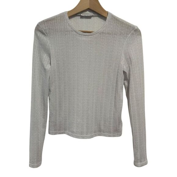 Reformation Tops - Reformation Sheer Pointelle Crop Top White Long Sleeve Size M